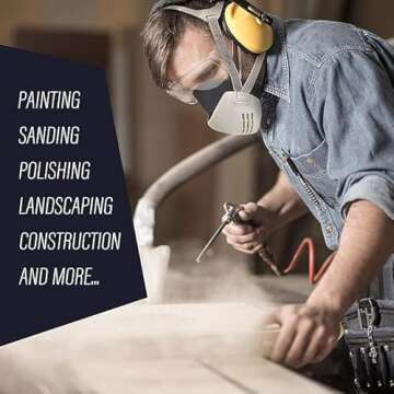 Tesoro Moda Reusable Respirator Mask with 7 Filters – Half Mask Respirator for Woodworking, Welding, Polishing Painting and Work Protection – Comfortable Quick-Release Headband and Dual Filtration