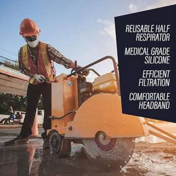 Tesoro Moda Reusable Respirator Mask with 7 Filters – Half Mask Respirator for Woodworking, Welding, Polishing Painting and Work Protection – Comfortable Quick-Release Headband and Dual Filtration