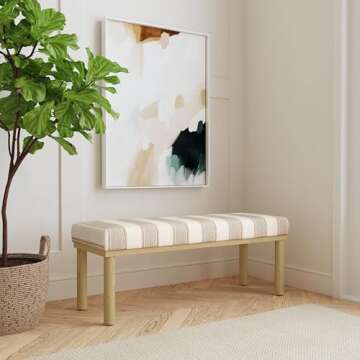 HomePop Oslo Decorative Bench - Elegant Tan Stripe for Every Space