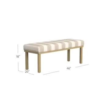 HomePop Oslo Decorative Bench with Tan Stripe Elegance