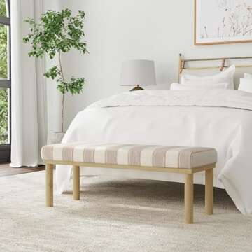 HomePop Oslo Decorative Bench with Tan Stripe Elegance