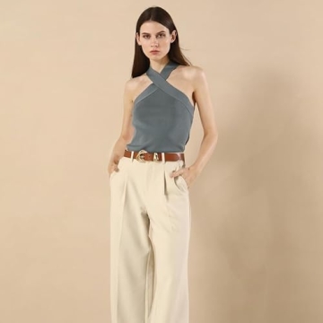 RISANTRY Brown Leather Belt with Stylish Gold Buckle