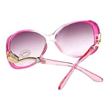 HUASHI Sunglasses for Women Vintage Eyewear, Oversized Frog UV Protective Lens with Sunglasses Case Pink