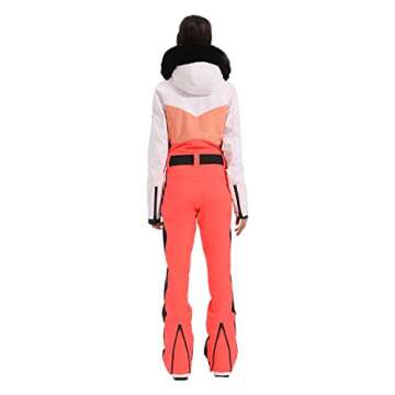 GSOU SNOW Womens Ski Suit One Piece Snowsuit Waterproof Windproof Ski Outfit Jumpsuit for Winter