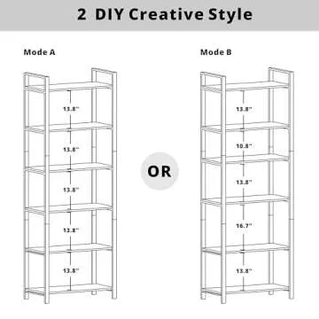 IRONCK Bookshelf 6-Tier Ladder Shelf 110lbs Display Shelf Vintage Industrial Style Bookcase for Home Office, Living Room