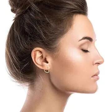 14K Yellow Gold Solid Sideways Heart Shaped Hoop Earrings For Women, 1.20x15mm