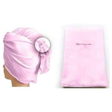 Hair RePear Ultimate Hair Towel for Long Hair - Anti Frizz Premium Cotton Product to Enhance Healthy Natural Hair Perfect for Plopping Wrapping Scrunching Straight Wavy or Curly Hair -21x44in Pink