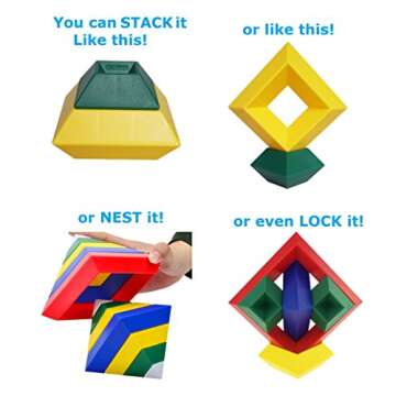 KUTOI Pyramid Stacking Toy Building Blocks 3D Puzzle Brain Teasers for Kids and Adults-Creative Preschool Learning Activities- Toddler Building Toys, Kids Blocks for 3 Year Old Boys & Girls