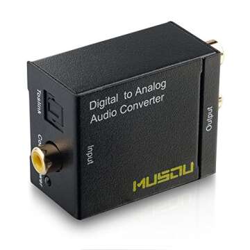 Musou Digital Optical Coax to Analog RCA Audio Converter Adapter with Fiber Cable