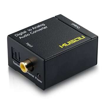 Musou Digital Optical Coax to Analog RCA Audio Converter Adapter with Fiber Cable