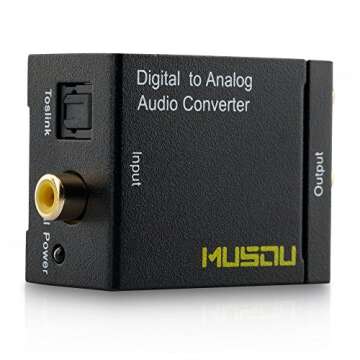 Musou Digital Optical Coax to Analog RCA Audio Converter Adapter with Fiber Cable