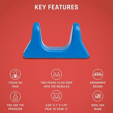 PSO-Mini Muscle Release Tool and Handheld Personal Self Massager - Mini Deep Tissue Massage Tool - Ocean Blue