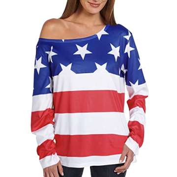 Stylish MAXIMGR USA Flag Off The Shoulder Top for Women