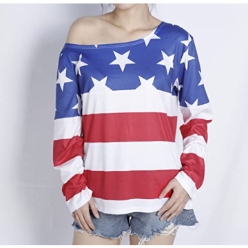 Stylish MAXIMGR USA Flag Off The Shoulder Top for Women