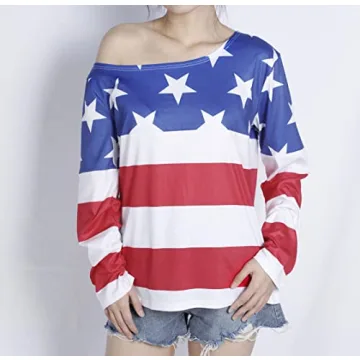 Stylish MAXIMGR USA Flag Off The Shoulder Top for Women