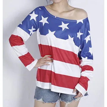 Stylish MAXIMGR USA Flag Off The Shoulder Top for Women