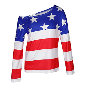 Stylish MAXIMGR USA Flag Off The Shoulder Top for Women