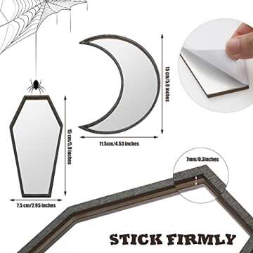 2 Pieces Tiny Coffin Mirror Moon Mirror Cute Goth Room Decor Mirror Spooky Gothic Decorative Mirror ...