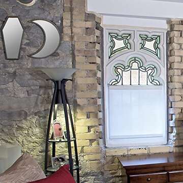 2 Pieces Tiny Coffin Mirror Moon Mirror Cute Goth Room Decor Mirror Spooky Gothic Decorative Mirror Rustic Black Wall Decor Wall-Mounted for Halloween Indoor Decoration,6 inches