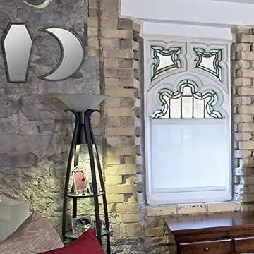 2 Pieces Tiny Coffin Mirror Moon Mirror Cute Goth Room Decor Mirror Spooky Gothic Decorative Mirror Rustic Black Wall Decor Wall-Mounted for Halloween Indoor Decoration,6 inches