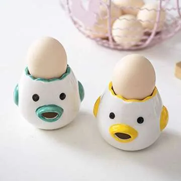ZOSTLAND Egg Yolk Separator, HQ Creative Ceramics Cute Little Chicken Egg Yolk White, Funny Style Si...