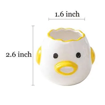 ZOSTLAND Egg Yolk Separator, HQ Creative Ceramics Cute Little Chicken Egg Yolk White, Funny Style Simple Automatic Separation Baking Assistant Tool (Upgrade Yellow Chick)