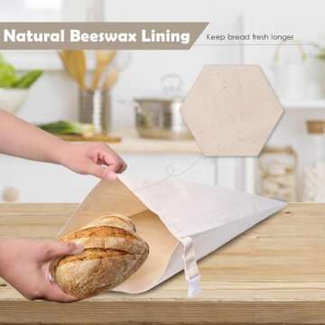 Oxzawg Reusable Bread Bags for Homemade Bread, 2 Pack Cotton Beeswax Bags for Sourdough Bread, XL Br...