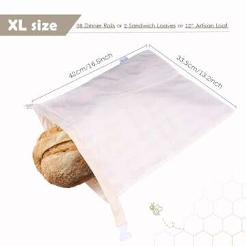 Oxzawg Reusable Bread Bags for Homemade Bread, 2 Pack Cotton Beeswax Bags for Sourdough Bread, XL Bread Storage Bag