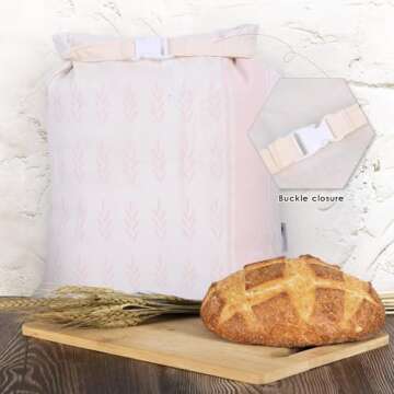 Oxzawg Reusable Bread Bags for Homemade Bread, 2 Pack Cotton Beeswax Bags for Sourdough Bread, XL Bread Storage Bag