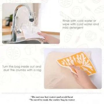 Oxzawg Reusable Bread Bags for Homemade Bread, 2 Pack Cotton Beeswax Bags for Sourdough Bread, XL Bread Storage Bag