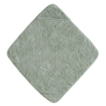 Mushie Organic Baby Hooded Towel in Sea Mist Color
