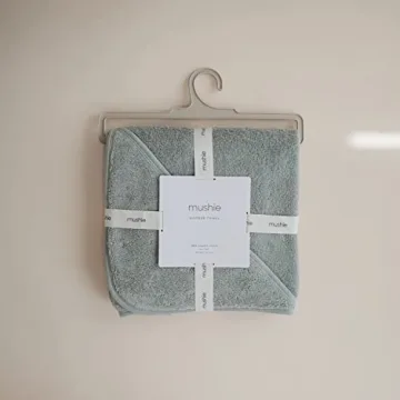 Mushie Organic Baby Hooded Towel in Sea Mist Color