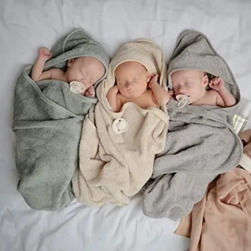 Mushie Organic Baby Hooded Towel in Sea Mist Color