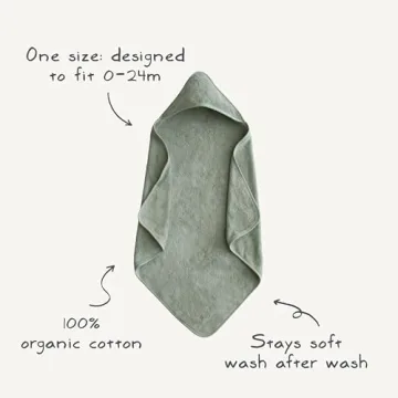 Mushie Organic Baby Hooded Towel in Sea Mist Color