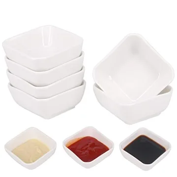 Belinlen 6 Pack 3 Ounce Ceramic Dip Bowls Set - Elegant White Porcelain for Dips & Sauces