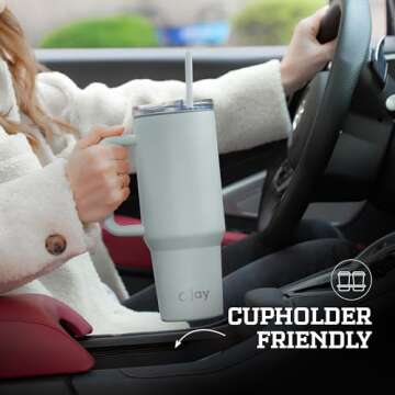 O'JAY Insulated 40oz Tumbler with Handle and Straw Lid - 100% Leak-Proof - Cupholder Friendly Travel Mug - Stainless Steel Insulated Tumbler with lid and straw - Gifts for Women Men Him Her.