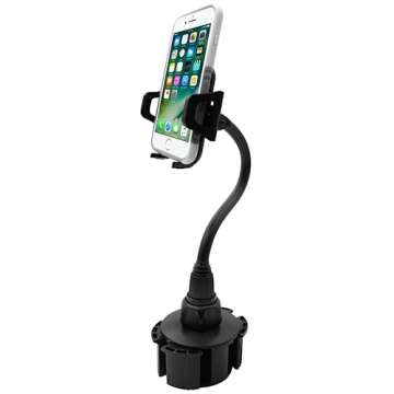 Macally Car Cup Holder Phone Mount - 8” Long Flexible Gooseneck Cell Phone Holder Car Cup Holder w...