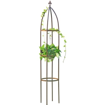 100% Metal Obelisk Garden Trellis 6.3 Feet Tall Sturdy Plant Support for Climbing Vines and Flowers ...