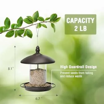 Youvip Metal Roof Bird Feeder - Chew Proof for Outdoor Hanging Wild Bird Seeds. Bronze
