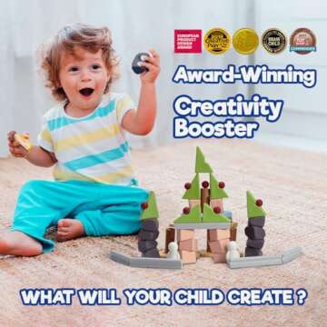 Taksa Toys Creative Unique Building Stem Toys for Kids Ages 4 5 6 7+ Educational Blocks Resources for Learning, Open-Ended Montessori Toys for Girls Boys Fine Motor Skills, Reggio Emilia Toys 72 Pcs