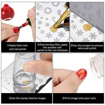 6 Pieces Christmas Nail Stamp Plates Nail Stamping Templates Snowman Snowflake Pattern Plates for DIY Nail Art Decoration
