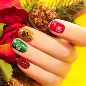 6 Pieces Christmas Nail Stamp Plates Nail Stamping Templates Snowman Snowflake Pattern Plates for DIY Nail Art Decoration