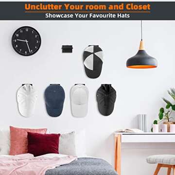 KOVSPO Adhesive Hat Hooks - Minimalist Wall Hat Rack