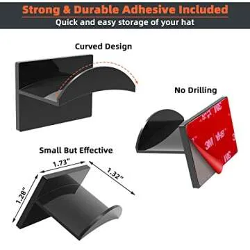 KOVSPO Adhesive Hat Hooks - Minimalist Wall Hat Rack