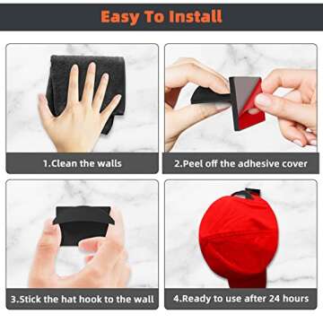 KOVSPO Adhesive Hat Hooks - Minimalist Wall Hat Rack