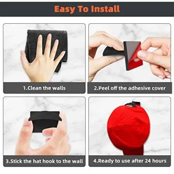 KOVSPO Adhesive Hat Hooks - Minimalist Wall Hat Rack