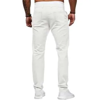 HUNGSON Men Skinny Slim Fit Casual Jeans Dyeing Stretch Straight Fashion Denim Pants(White,38)