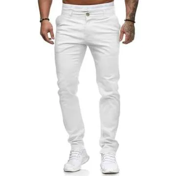 HUNGSON Men Skinny Slim Fit Casual Jeans Dyeing Stretch Straight Fashion Denim Pants(White,38)