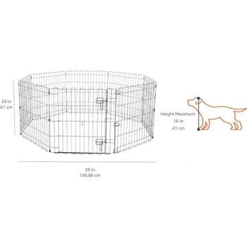 Amazon Basics Foldable Metal Exercise Playpen for Dogs, Indoor/Outdoor Portable Pet Pen, Octagonal, ...