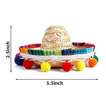 Crazy Night Mini Sombrero Top Hat Headband Tiny Straw Hat Cinco De Mayo Small Sombreros for Baby Kids Dog Cat,Mexican Fiesta Birthday Party Supplies Topper Centerpiece Table Decor De Viva Mexico Para